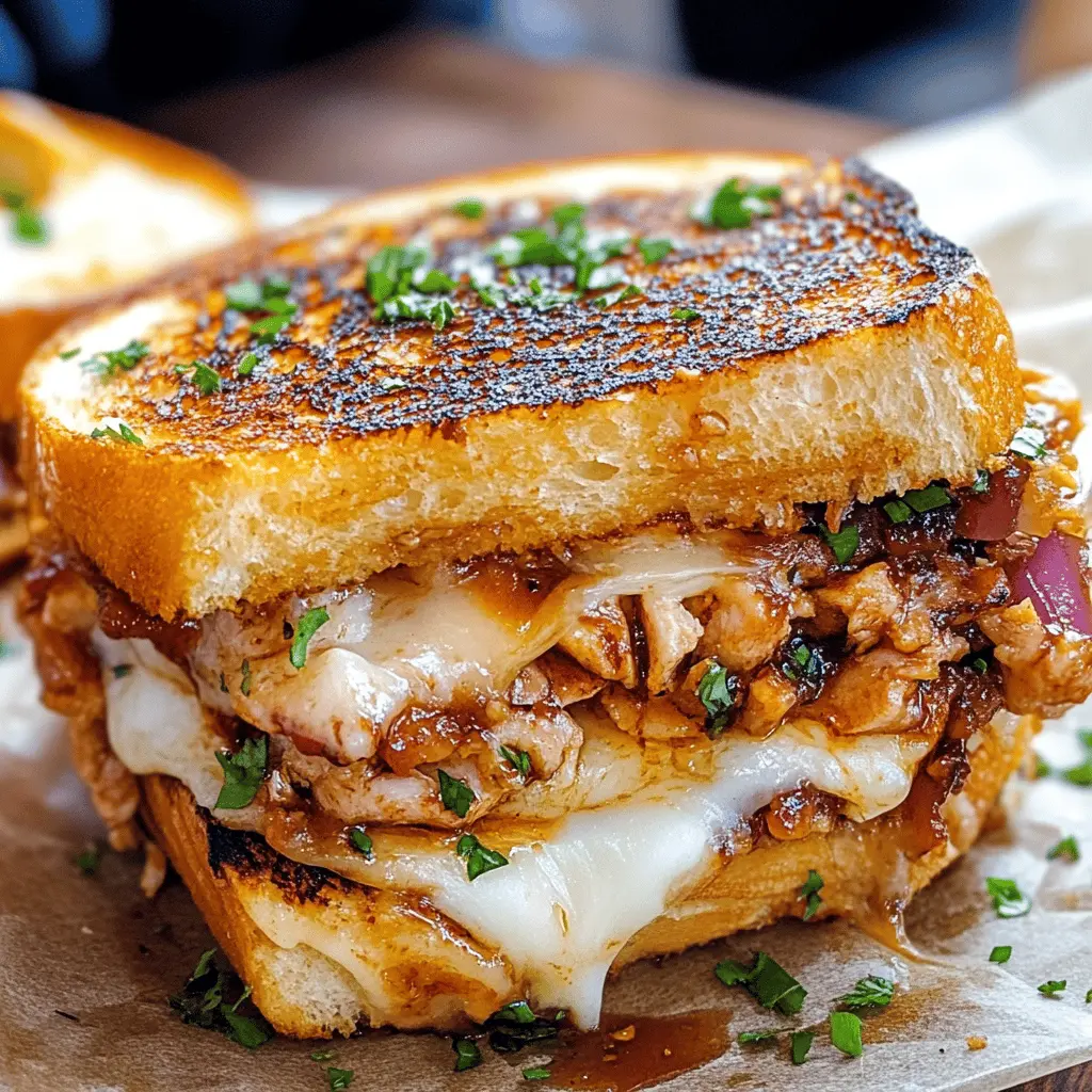 Get ready for a delicious twist on your classic comfort food! This BBQ Chicken Grilled Cheese combines tender BBQ chicken with gooey cheese, all sandwiched between crispy bread. It's perfect for lunch, dinner, or any casual gathering. Save this recipe for an easy and satisfying meal that your family will love!