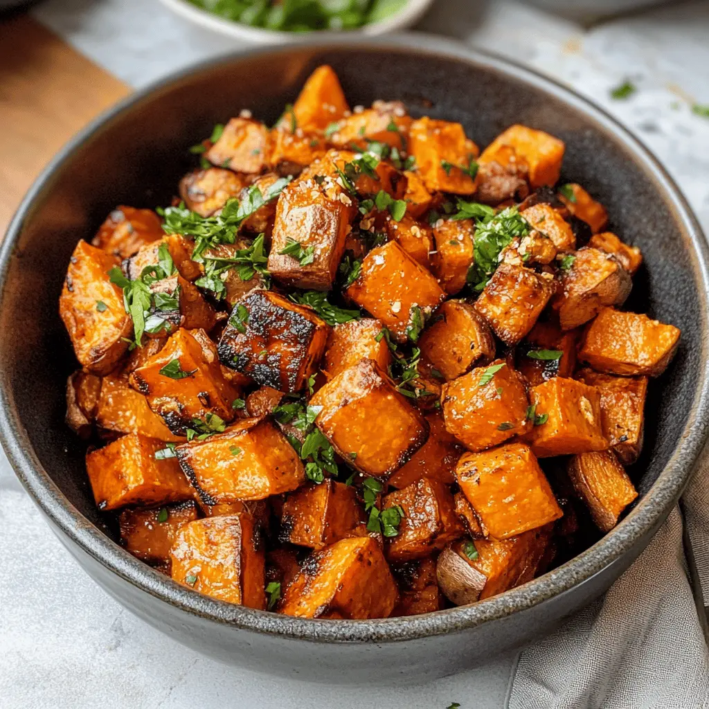 Get ready to enjoy the best ever roasted sweet potatoes! These perfectly caramelized bites are not only delicious but also packed with nutrients. Tossed in olive oil and seasoned with your choice of spices, they make a fantastic side dish for any meal or a healthy snack. Save this recipe to add a burst of flavor to your next dinner!