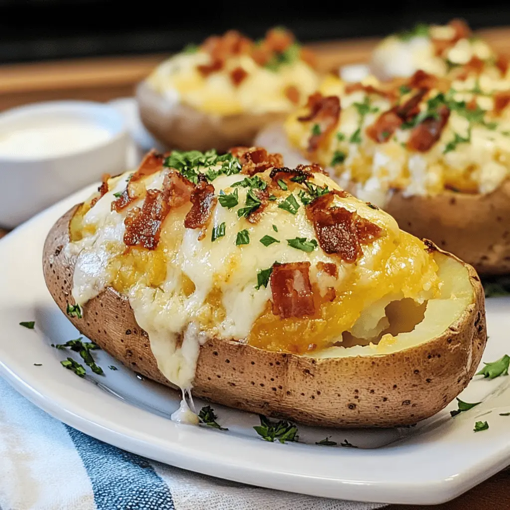 Get ready to bring the steakhouse vibe right to your dinner table with these amazing Steakhouse Baked Potatoes! Perfectly fluffy inside with a crispy skin, these potatoes are the ultimate side dish. Loaded with cheese, sour cream, and chives, they elevate any meal. Save this recipe for your next family gathering or steak night!