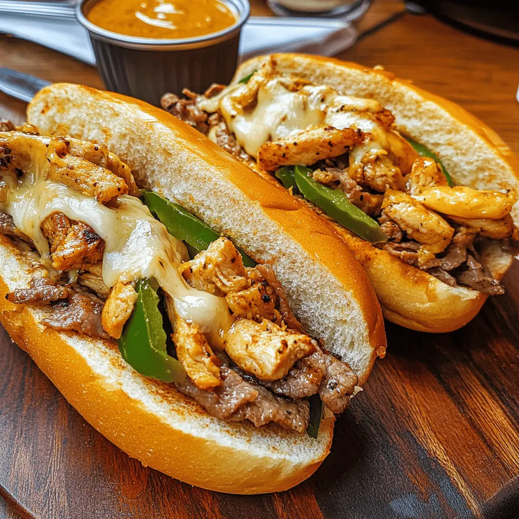 Get ready to transform your lunch with these delicious Chicken Cheese Steak Sandwiches! Packed with tender chicken, melted cheese, and sautéed veggies, this easy-to-make recipe is perfect for weeknight dinners or game day gatherings. Save this pin to enjoy a scrumptious bite anytime you’re craving something satisfying and flavorful!