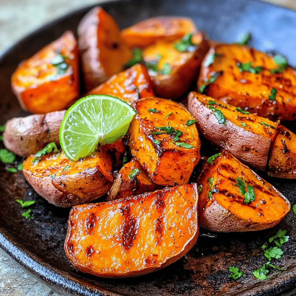 Sweet and spicy chili honey roasted sweet potatoes drizzled with zesty lime juice make the perfect side dish or snack. The caramelized edges and vibrant flavors bring comfort to any meal. Save this easy recipe for your next gathering or cozy dinner at home! You'll love how these delightful bites brighten up your plate.