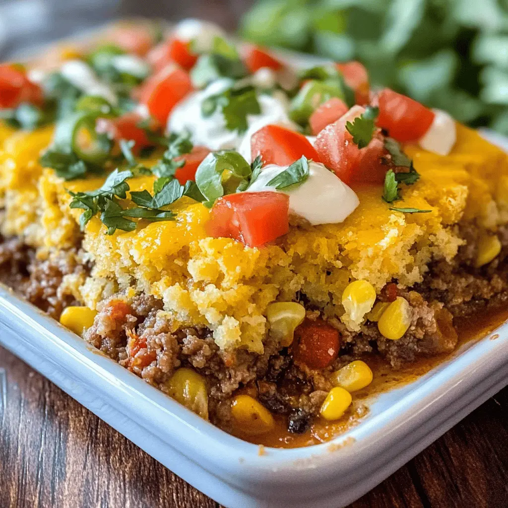 Calling all taco lovers! This Cornbread Taco Bake combines the hearty flavors of seasoned ground meat, zesty salsa, and cheesy goodness topped with fluffy cornbread. Perfect for a cozy family dinner or a fun taco night. Save this recipe to make it a crowd-pleaser for your next gathering!