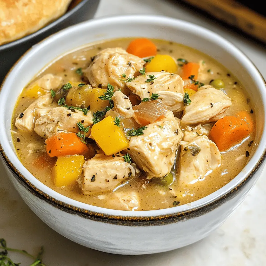 Cozy up with this easy and comforting Crock Pot Chicken Pot Pie! Packed with tender chicken, hearty veggies, and a creamy sauce, it's a delicious meal for busy nights. Perfect for family gatherings or a cozy dinner at home. Save this recipe to enjoy a warm slice of comfort anytime!