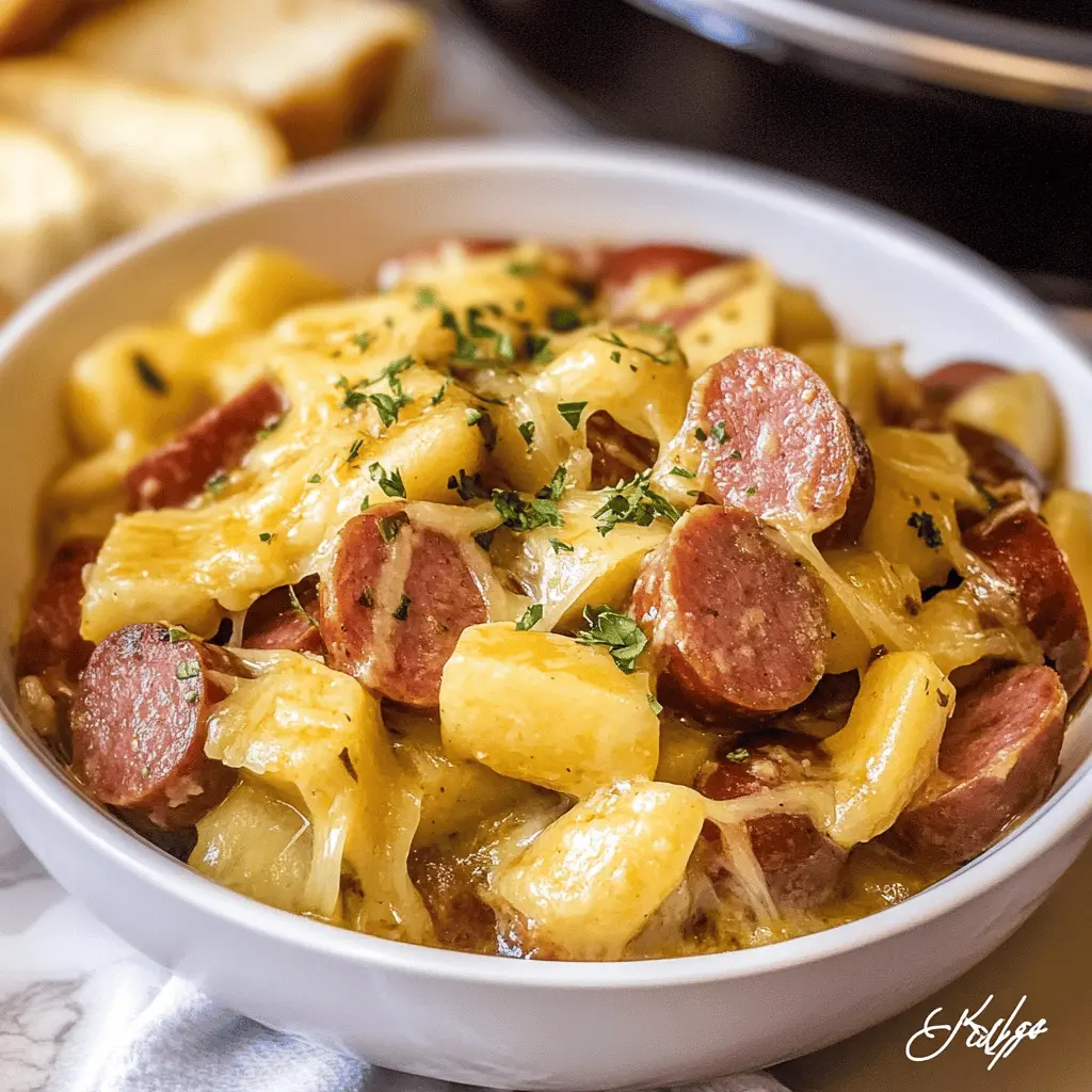 Looking for a comforting and easy-to-make meal? This Crockpot Cheesy Kielbasa Meal combines delicious kielbasa, creamy cheese, and fresh veggies for a hearty dish that's perfect for busy weeknights. It's a one-pot wonder that's packed with flavor! Save this recipe for your next family dinner or potluck – everyone will love it!
