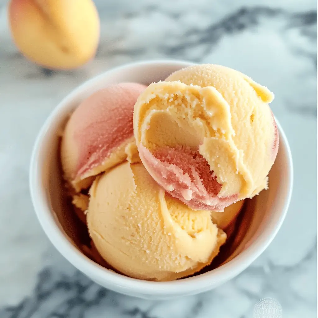 Beat the heat with this refreshing Easy 2 Ingredient No Churn Peach Sherbet! Made with ripe peaches and whipped topping, it’s creamy, sweet, and perfect for summer days. This simple recipe is a crowd-pleaser at any gathering. Save it now to treat your family and friends to a delightful dessert that requires no ice cream maker!
