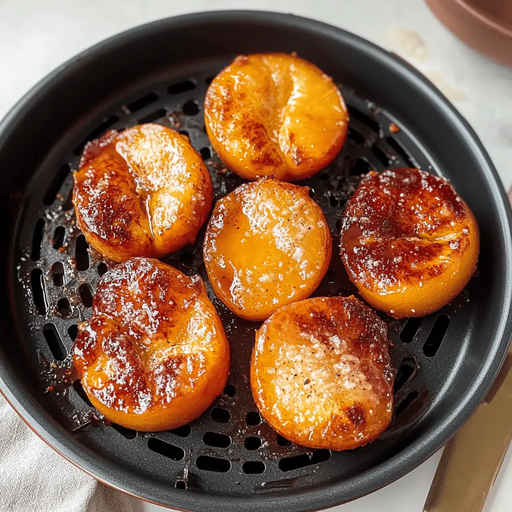 Transform your summer dessert game with these Easy Air Fryer Peaches! Juicy peaches caramelize perfectly, bringing out their natural sweetness. Serve with ice cream or yogurt for a delightful treat. Perfect for barbecues, picnics, or a simple weeknight dessert. Save this recipe for a tasty and quick dessert idea you’ll want to make again and again!