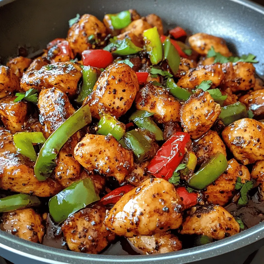 Looking for a quick meal that packs a punch? This Easy Black Pepper Chicken is your go-to! With tender chicken, fresh bell peppers, and a zesty black pepper sauce, it's perfect for busy weeknights. Serve it over rice for a satisfying dish. Save this recipe for your next dinner—your taste buds will thank you!