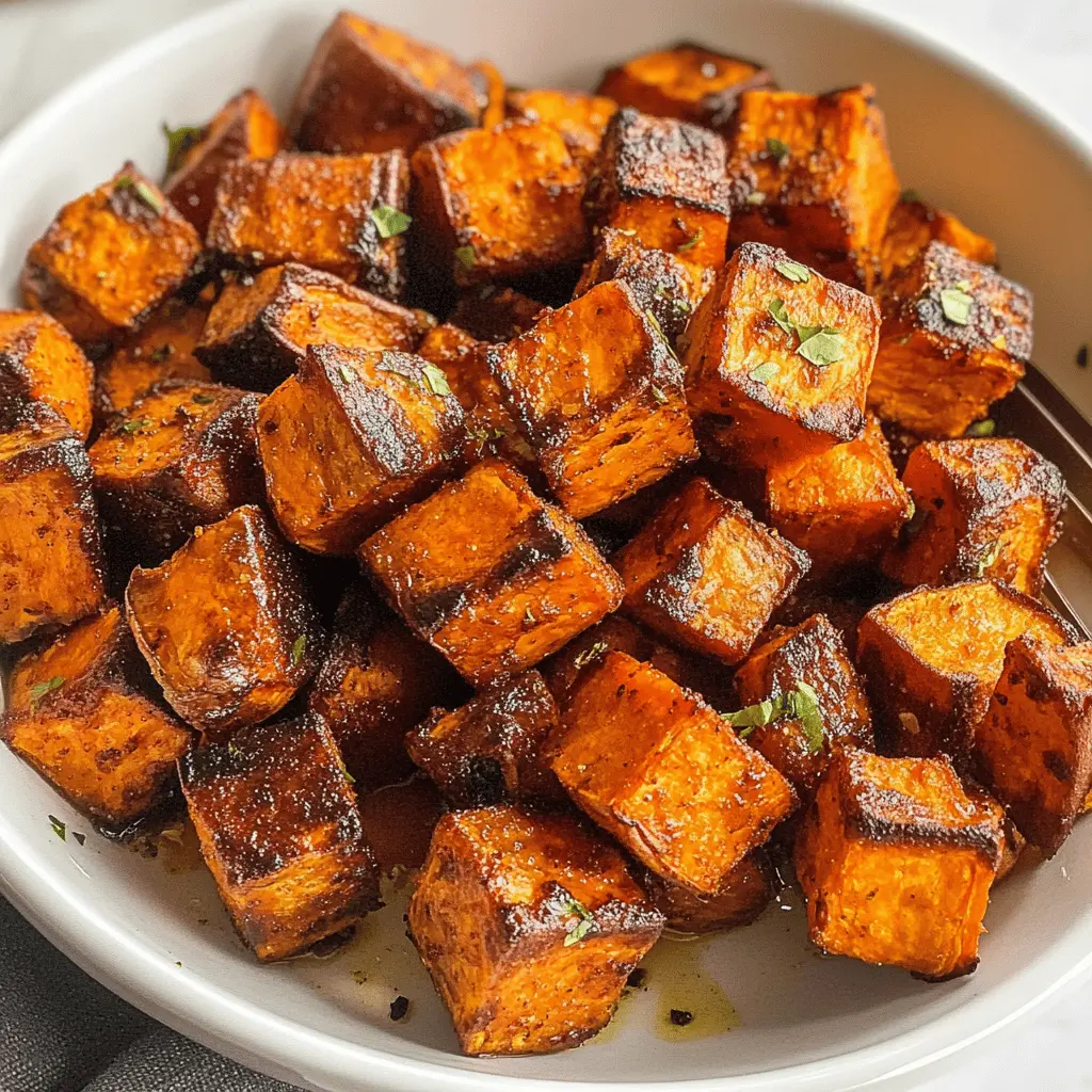 These easy roasted sweet potato cubes are a delightful addition to any meal! With their crispy edges and tender centers, they’re seasoned simply with salt and a hint of olive oil to bring out the natural sweetness. Perfect for meal prep or as a side dish at dinner. Save this recipe for a quick and healthy option any time!