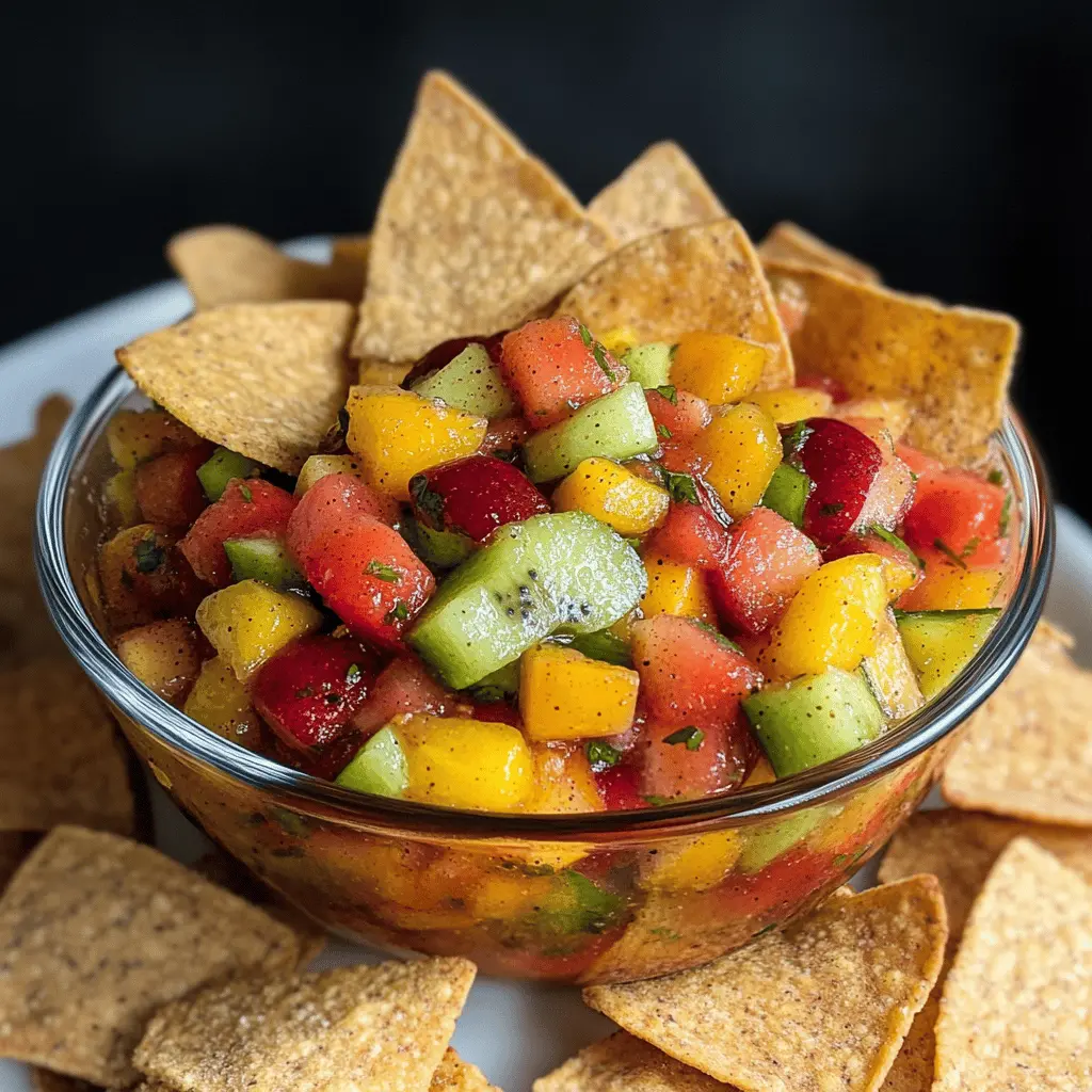 Brighten up your snack time with this delightful Fruit Salsa paired with crispy Cinnamon Chips! 🍍🍓 Bursting with fresh, juicy fruits like strawberries and mangos, this vibrant treat is perfect for gatherings or brightening your day. Easy to whip up and completely irresistible! Save this recipe for your next party or cozy night in!