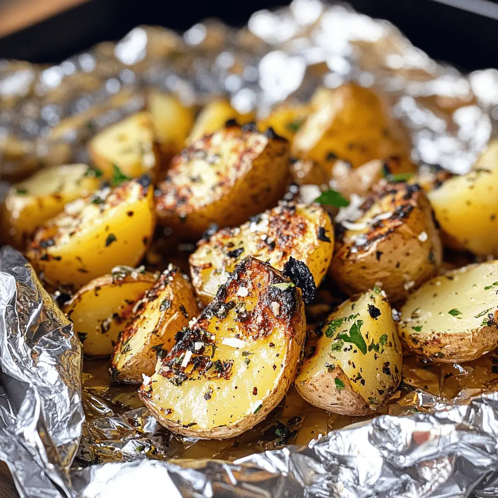 Transform your barbecue with these Garlic Herb Grilled Potatoes in Foil! With a perfect blend of garlic and fresh herbs, these potatoes are a delightful side that pairs wonderfully with any grilled dish. Easy to prepare and packed with flavor, they're ideal for summer cookouts or family gatherings. Save this recipe for your next outdoor feast!