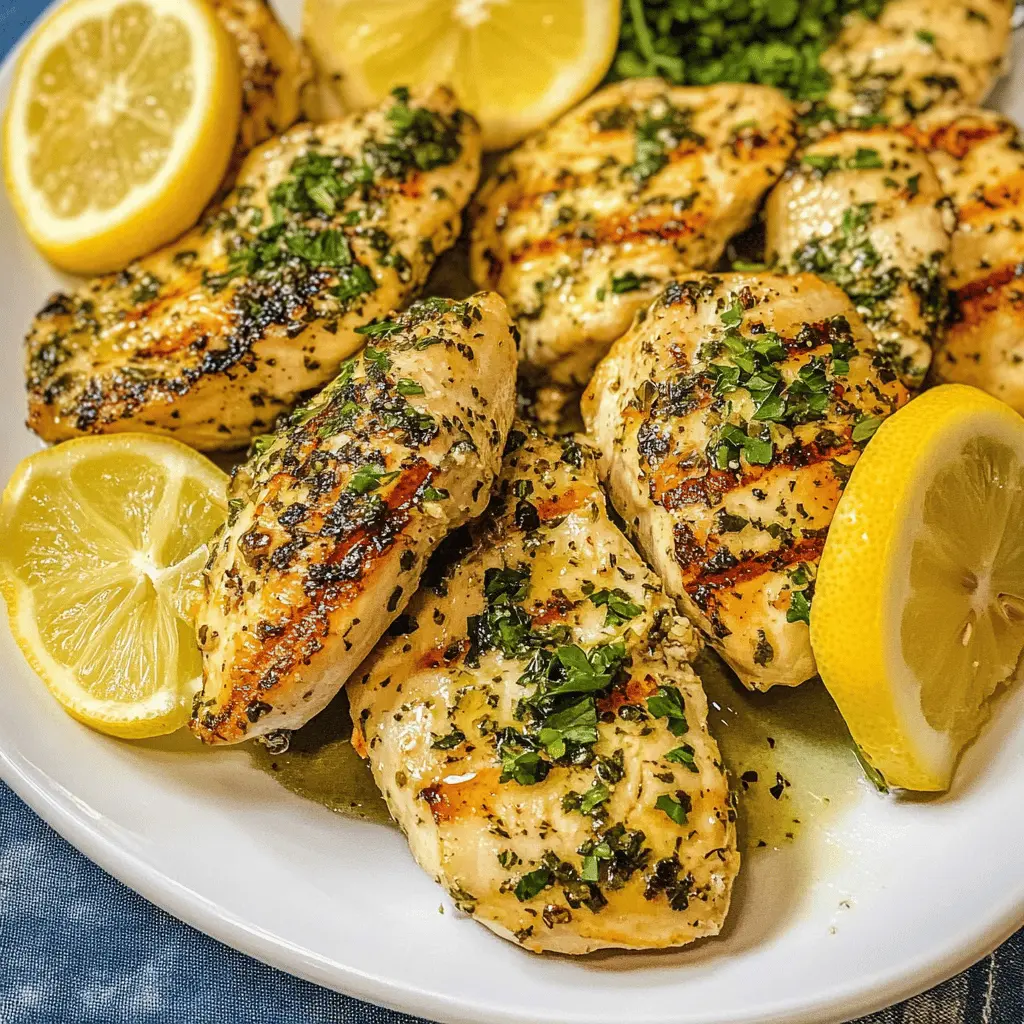 Juicy grilled chicken breasts packed with the zesty flavors of lemon and garlic make for a perfect meal any night of the week! This recipe is simple, delicious, and highlights fresh ingredients that pair wonderfully with salads or rice. Save this pin to whip up this tasty dish for your next family dinner or summer barbecue!