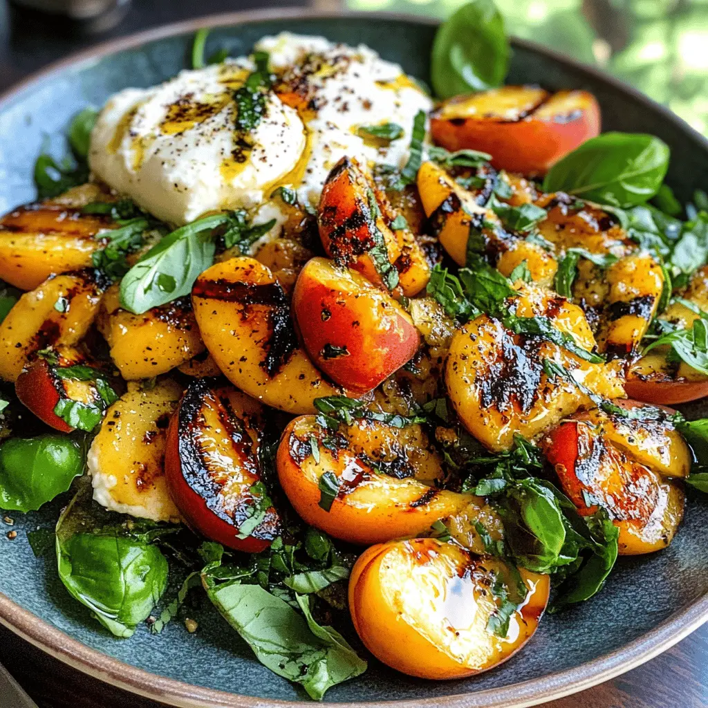 Enjoy a refreshing Grilled Peach and Burrata Salad that's perfect for summer gatherings! Juicy grilled peaches, creamy burrata, and a drizzle of balsamic glaze create a delightful balance of flavors. This salad is not only visually stunning but also a delicious way to impress your guests. Save this recipe for your next outdoor meal or picnic!