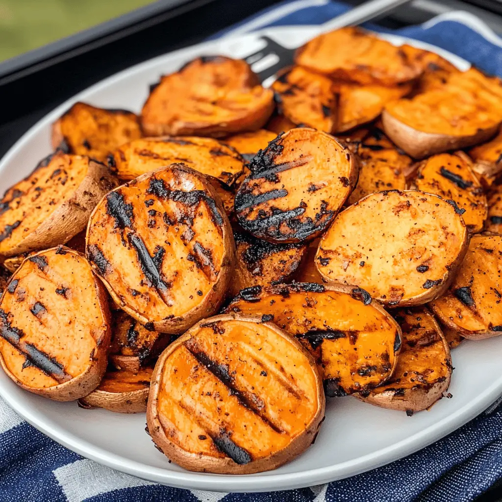 Get ready to enjoy the perfect side dish with these Grilled Sweet Potatoes! They are tender, smoky, and packed with flavor. Tossed in simple spices, they are a healthy addition to any meal. Save this recipe for your next BBQ or family gathering and impress everyone with this tasty treat!