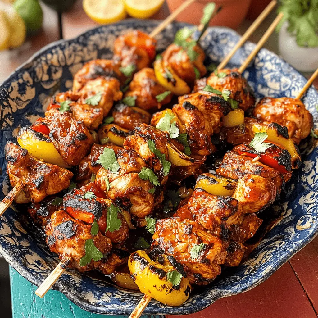 Enjoy the mouthwatering flavors of Mexican Barbecue Chicken Skewers! Juicy marinated chicken is grilled to perfection, bursting with spices and smoky goodness. Perfect for summer cookouts, family gatherings, or a tasty weeknight dinner. Save this easy recipe for your next barbecue and impress your guests with vibrant flavors!