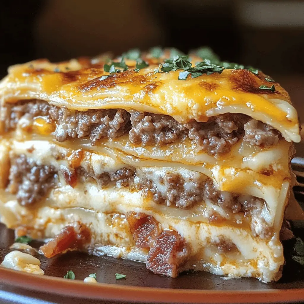 This mouth-watering Parmesan Garlic Bacon Cheeseburger Lasagna is a game-changer for your dinner table! Packed with layers of cheesy goodness, crispy bacon, and savory flavors, it’s perfect for family gatherings or cozy nights in. Don't forget to save this recipe for your next meal prep or potluck—your taste buds will thank you!