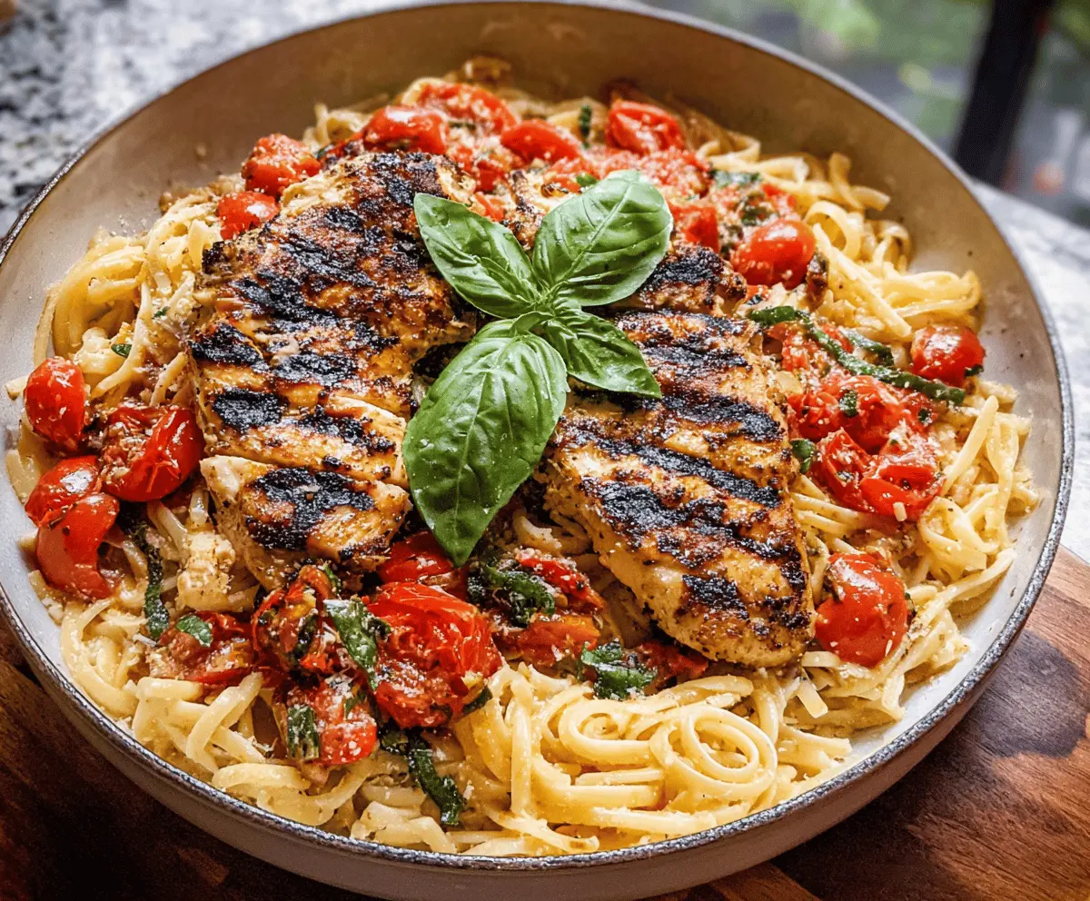 Easy Tomato Basil Pasta with Balsamic Grilled Chicken