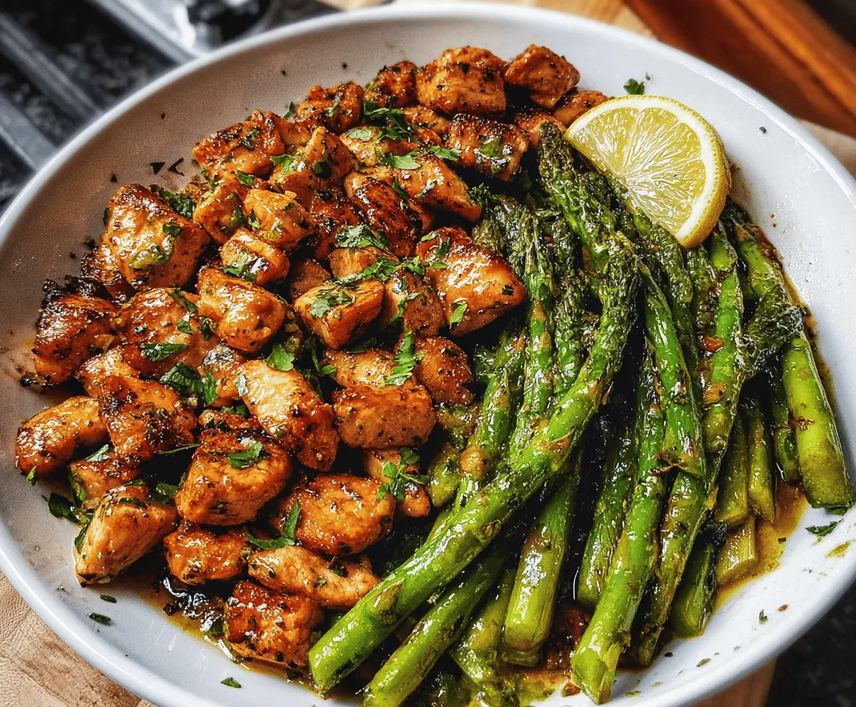 Easy Garlic Butter Chicken Bites with Asparagus