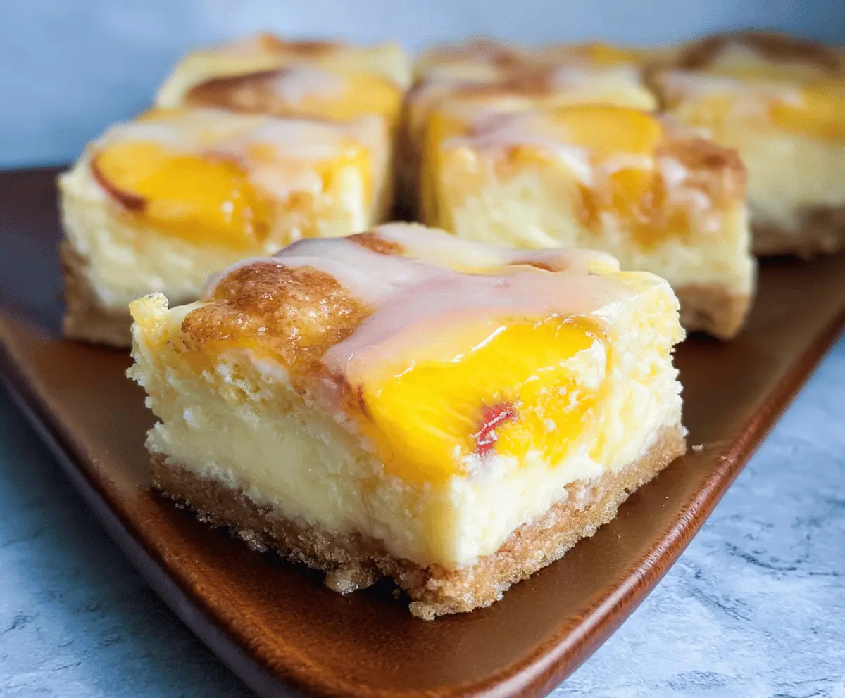 Easy Peaches and Cream Cheesecake Bars Recipe