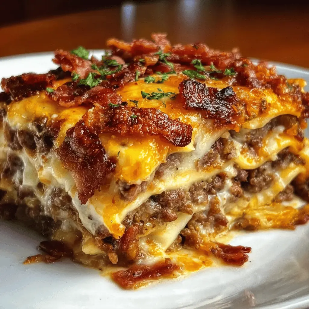 Cheesy Parmesan Garlic Bacon Cheeseburger Lasagna