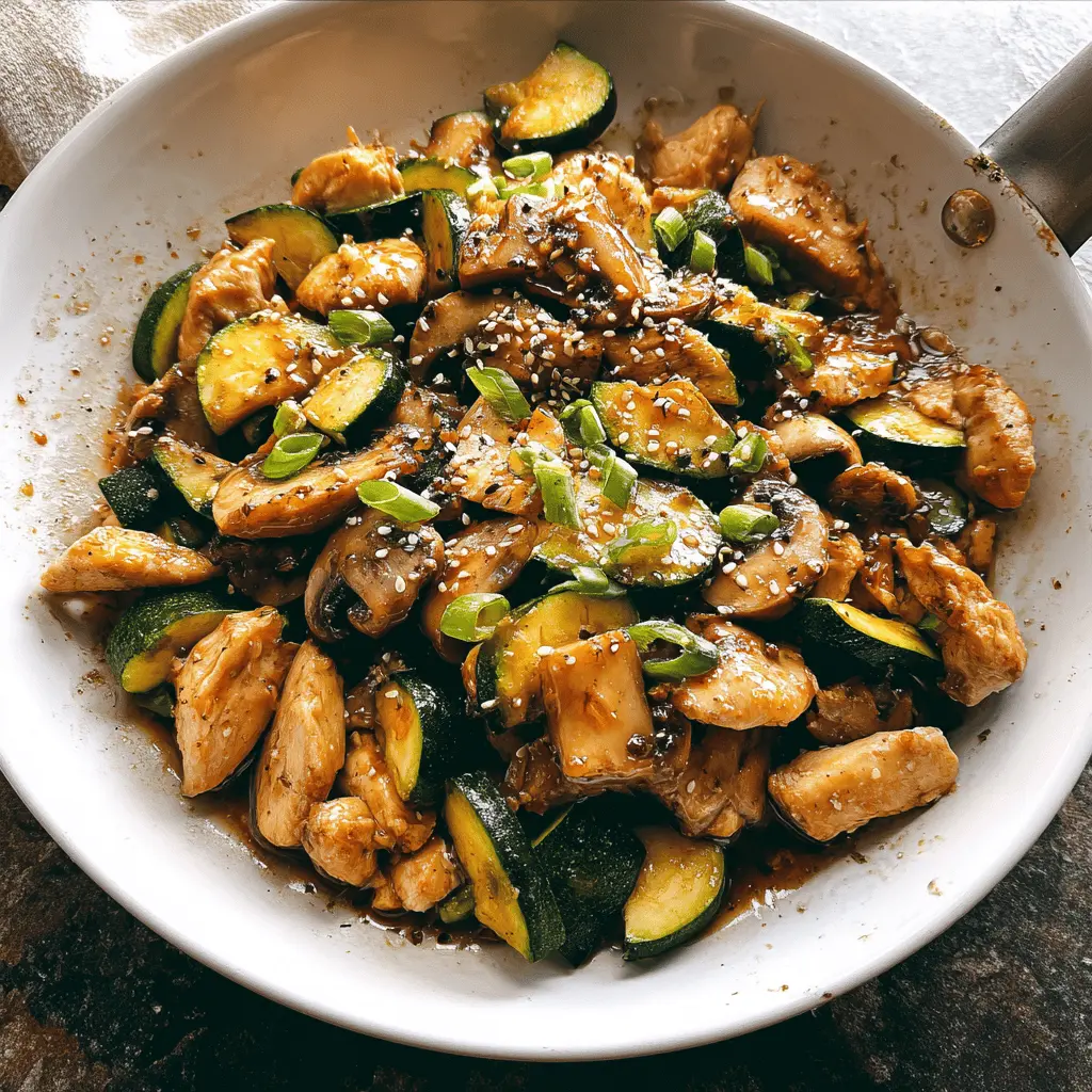Healthy Zucchini Mushroom Chicken Stir Fry Recipe