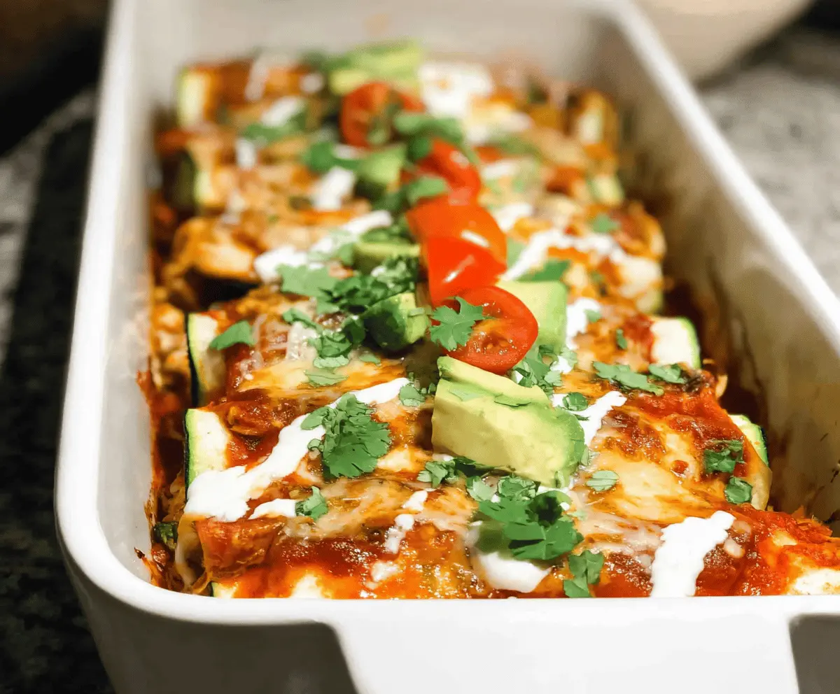 Easy Keto Chicken Enchiladas with Zucchini Low Carb Recipe