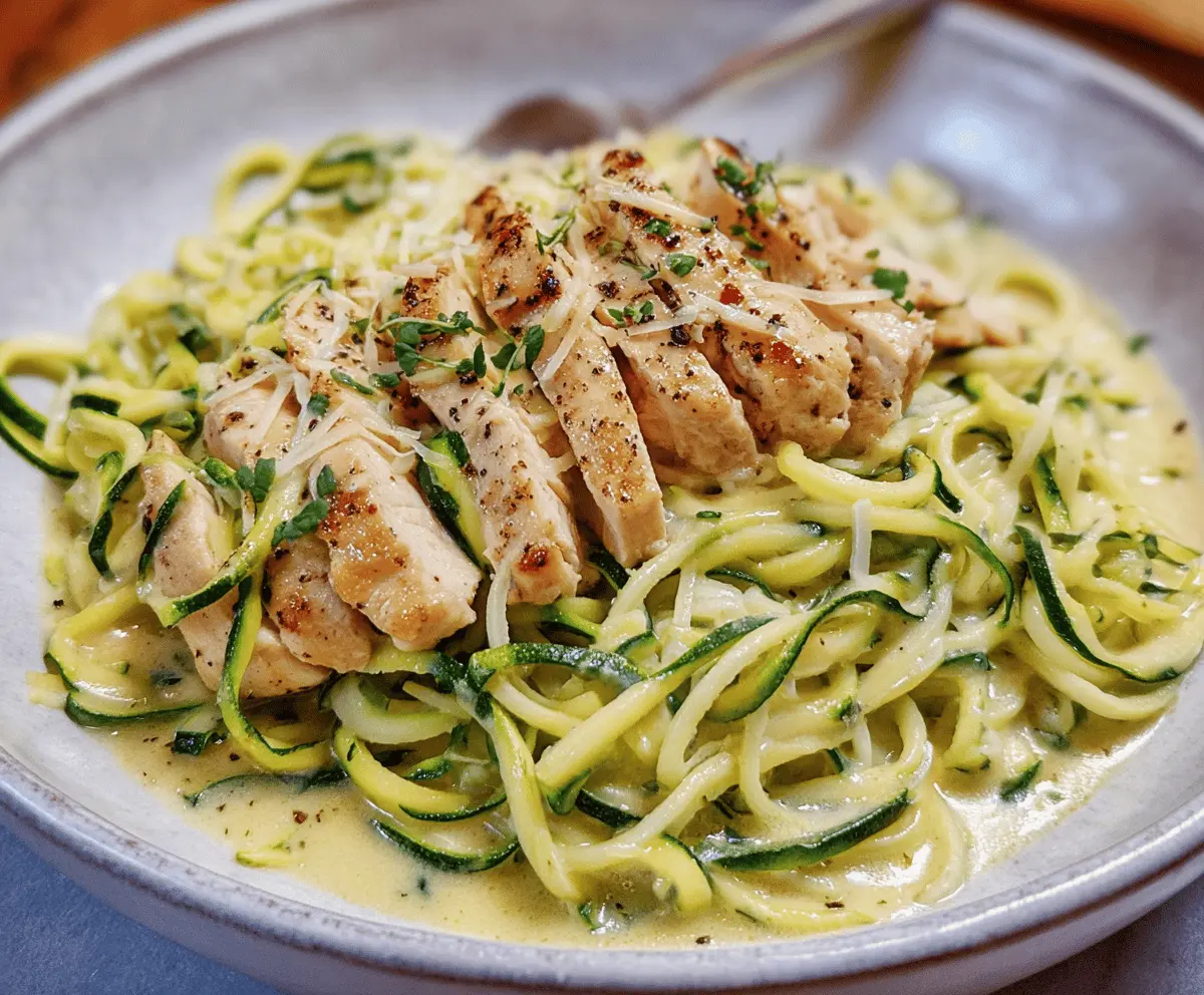Creamy Zucchini Noodle Chicken Alfredo Recipe