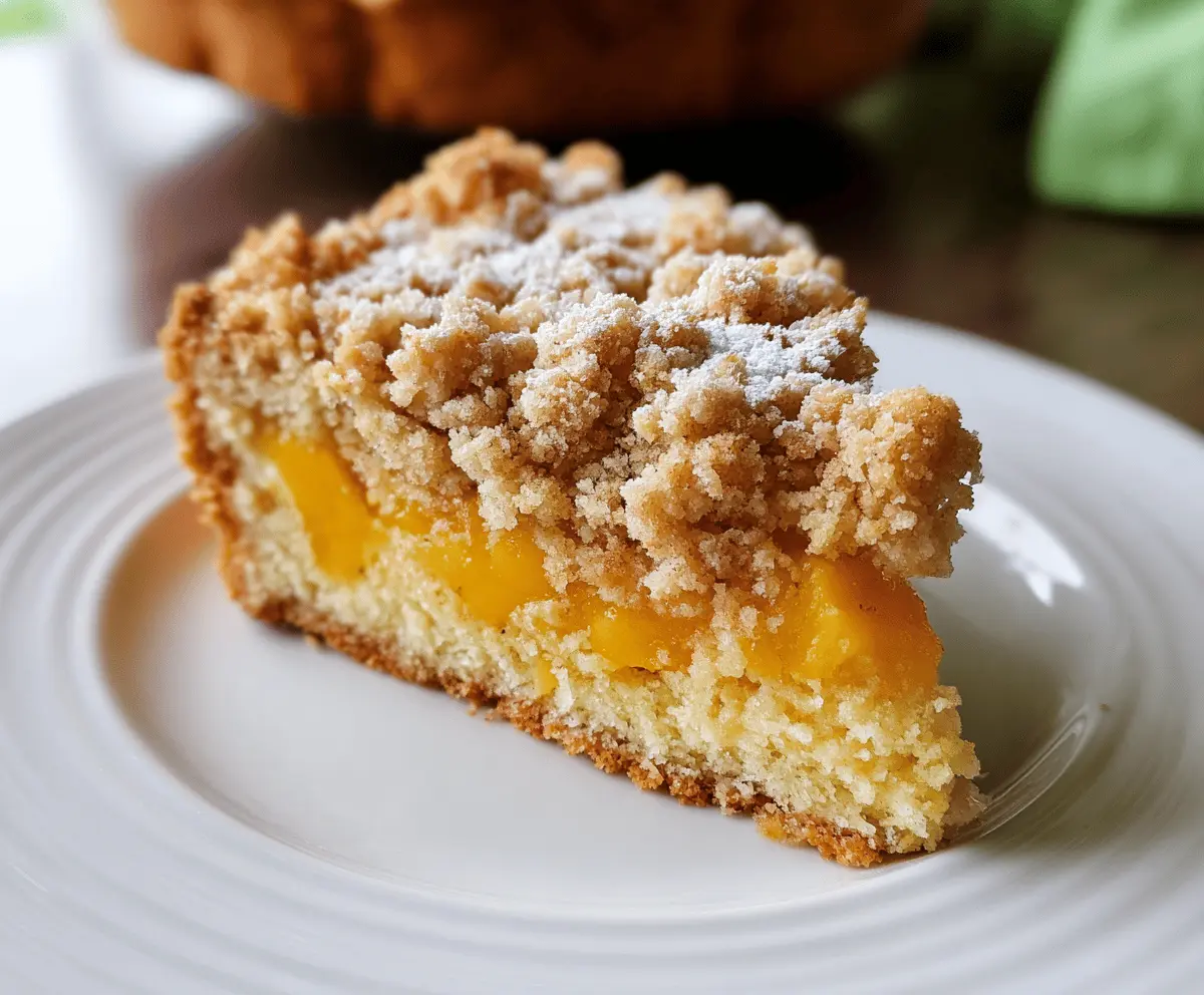 Southern Peach Crumb Cake with Sweet Cinnamon Topping