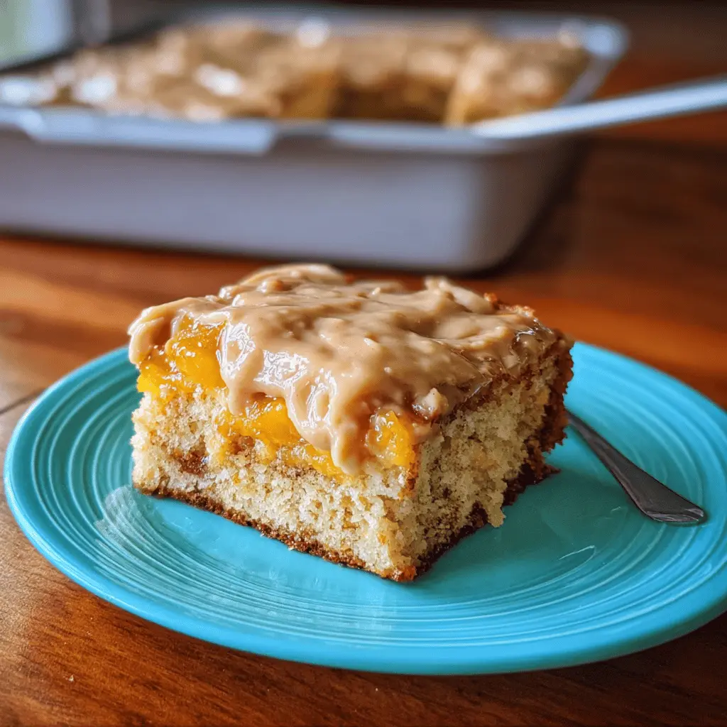 Moist Peach Cake with Brown Sugar Frosting