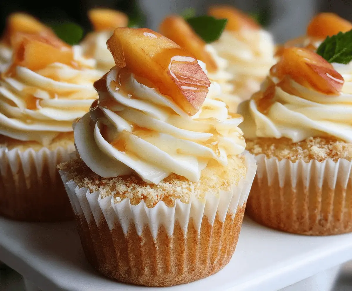 Creamy Peach And Honey Cheesecake Cupcakes