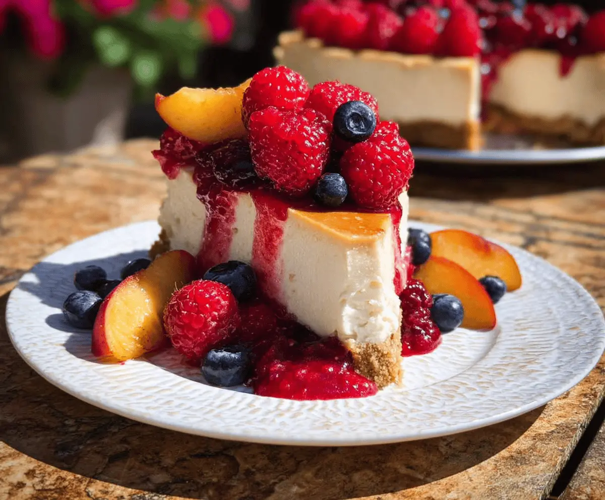Refreshing Summer Berry and Peach Cheesecake Recipe
