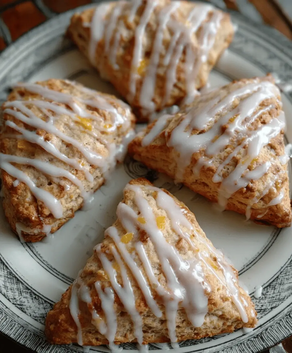 Easy Peach Pie Scones With Sweet Vanilla Glaze