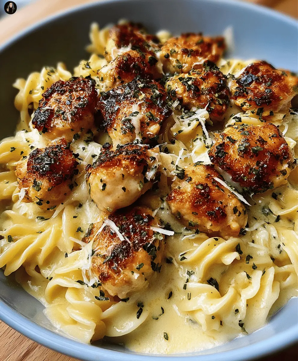 Garlic Butter Chicken Bites with Creamy Parmesan Pasta