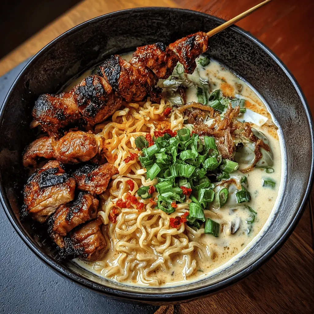 Fiery Chicken Ramen with Creamy Garlic Sauce