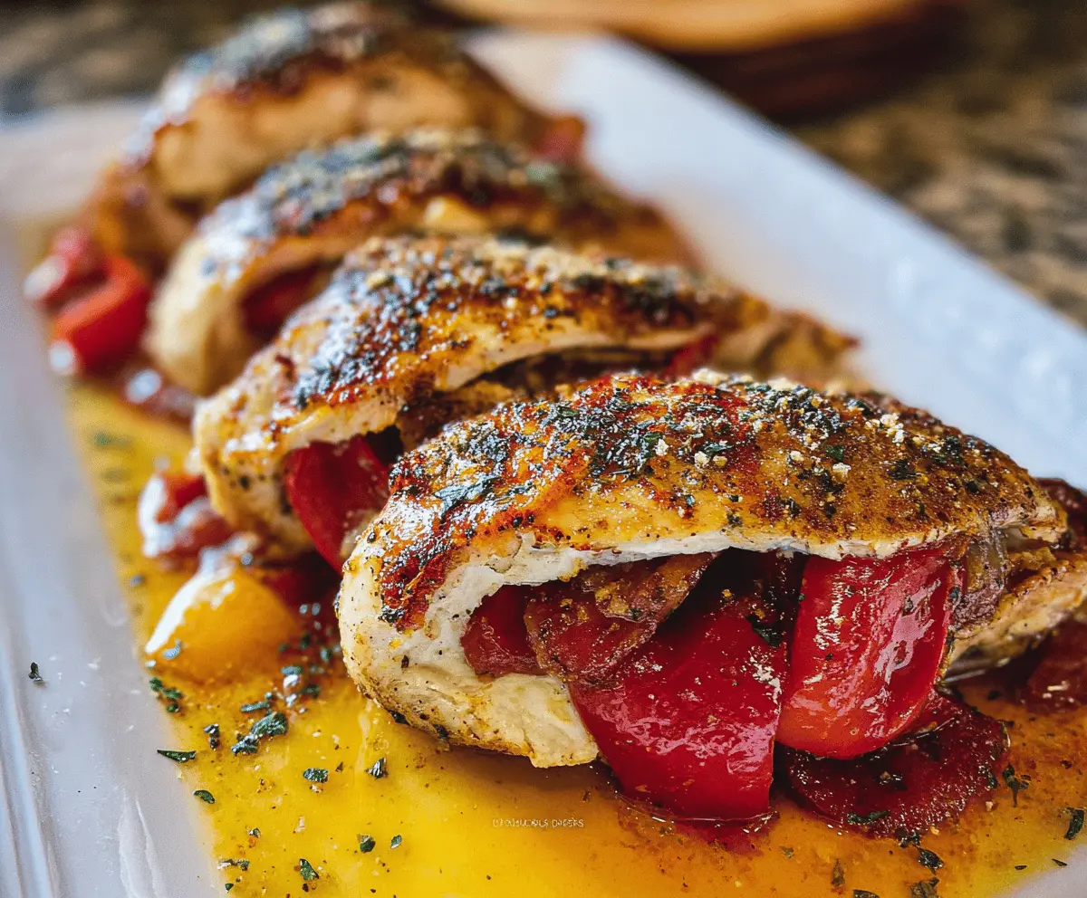 Easy Stuffed Chicken Breast with Roasted Peppers
