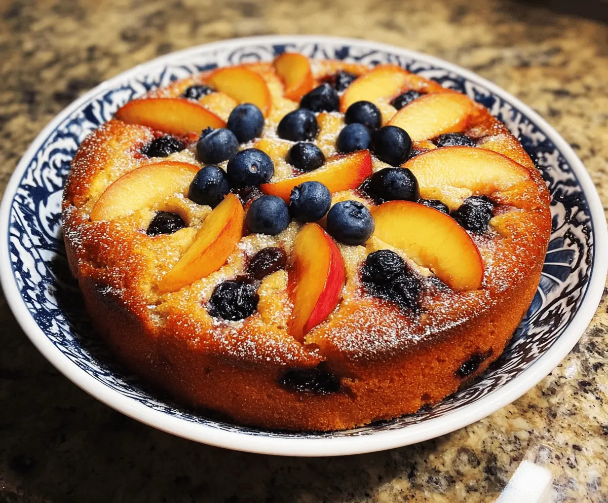 Moist Peach and Blueberry Greek Yogurt Cake Recipe