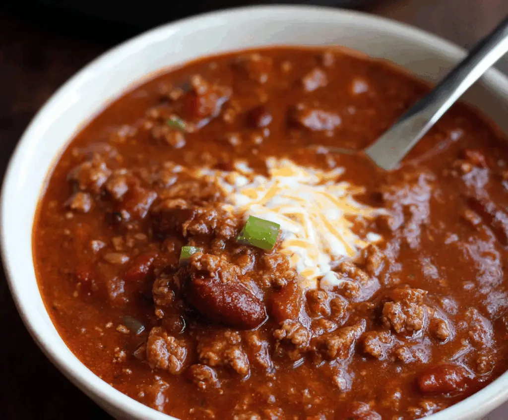 Delicious homemade Copycat Wendy's Chili served in a bowl with fresh toppings, perfect for a hearty meal