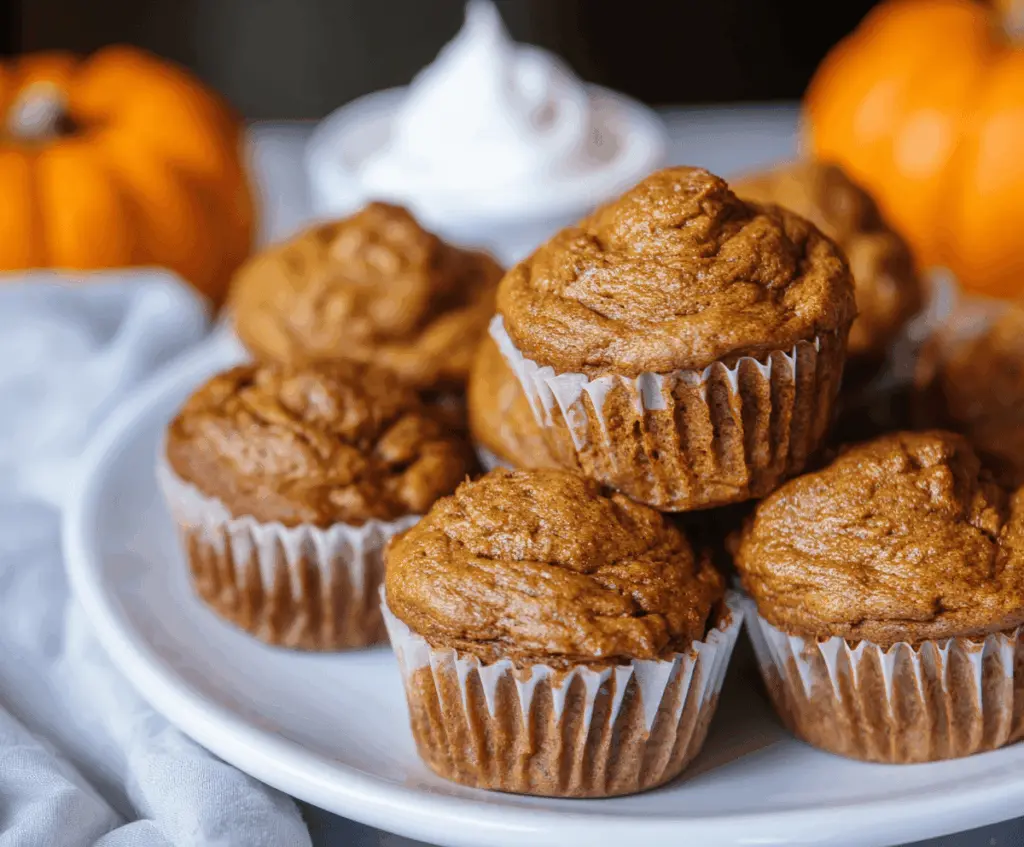 Delicious homemade pumpkin pancake muffins topped with whipped cream and cinnamon, perfect for fall breakfast or brunch