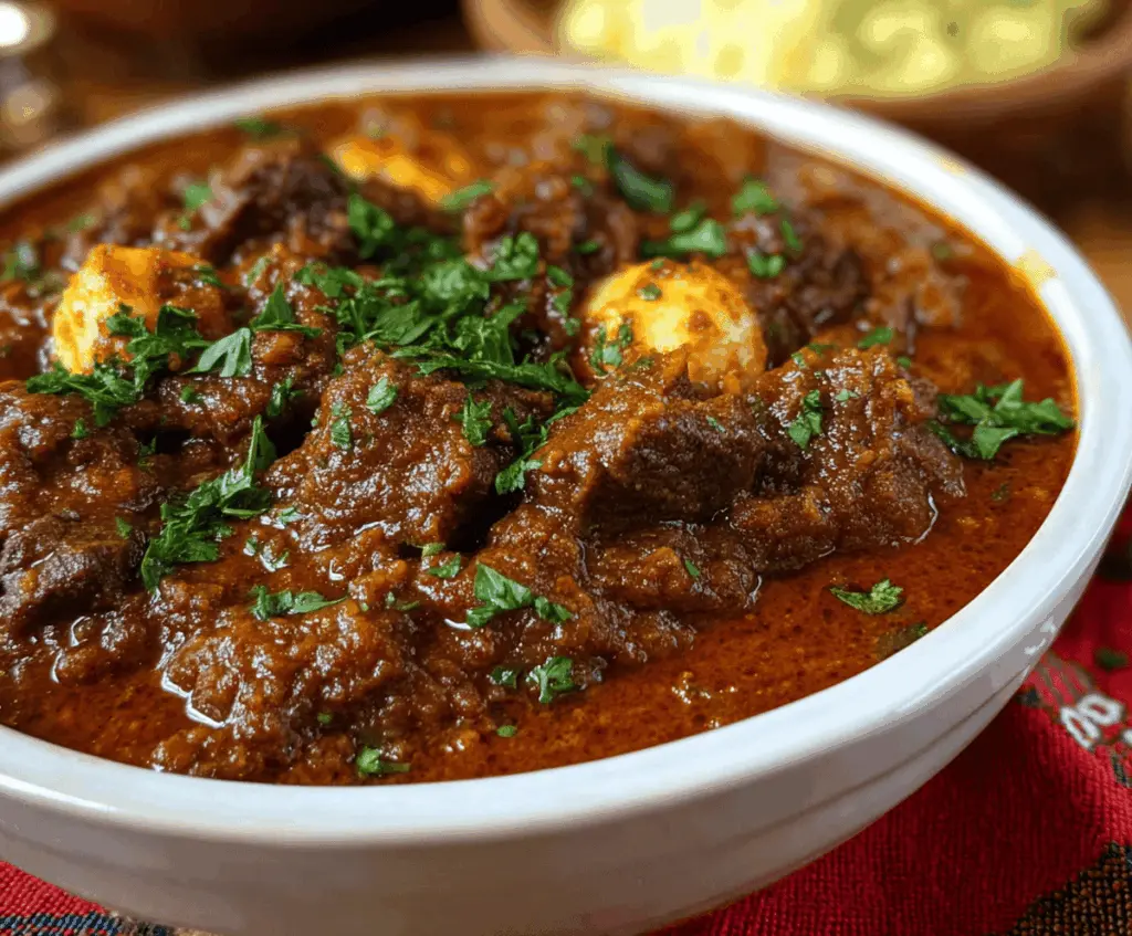 Delicious Ethiopian Beef Stew served with injera, featuring tender beef, rich spices, and vibrant flavors in a traditional dish.