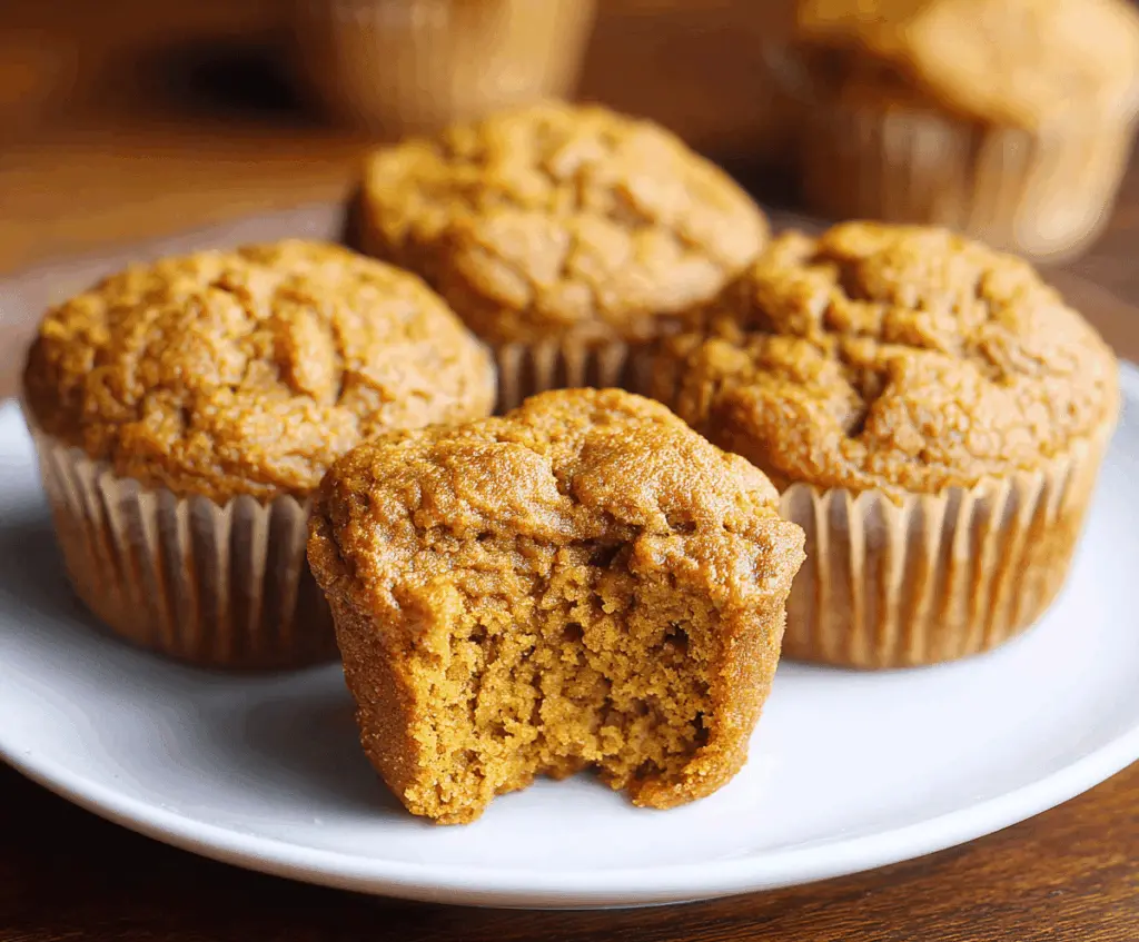Delicious homemade low-carb pumpkin muffins with cinnamon and walnuts on a plate, perfect for healthy snacking
