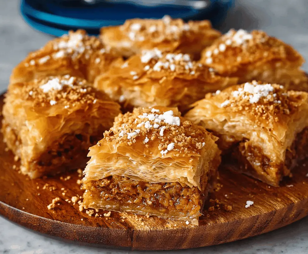 Delicious homemade pumpkin baklava with flaky layers and sweet nut filling, perfect for fall desserts.