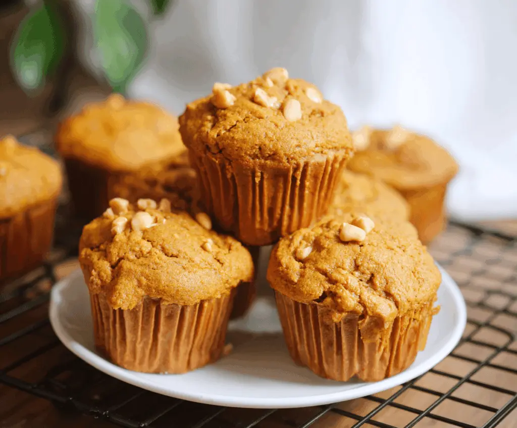Freshly baked pumpkin butterscotch muffins topped with a sprinkle of cinnamon, perfect for fall breakfast or snack.
