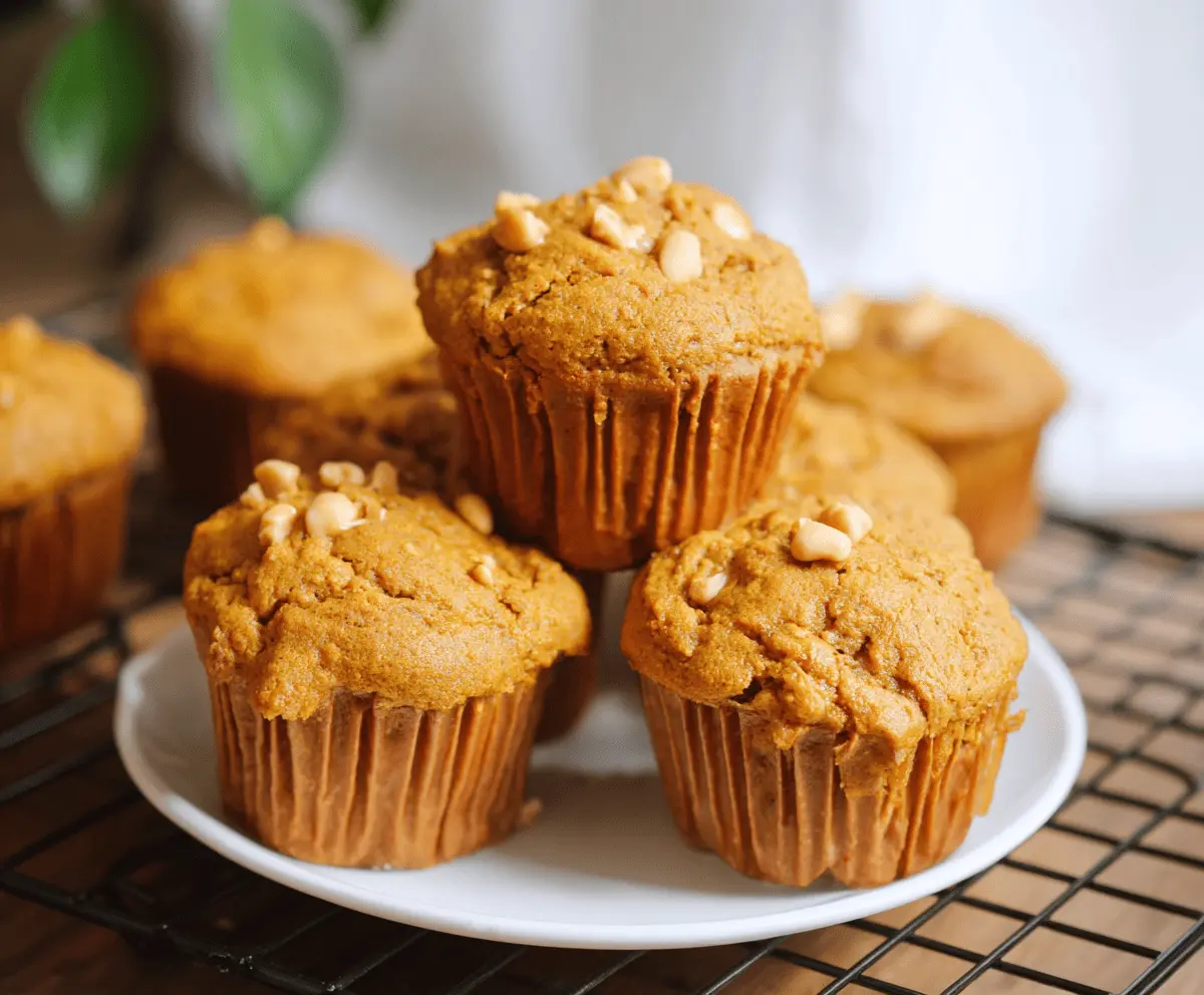 Freshly baked pumpkin butterscotch muffins topped with a sprinkle of cinnamon, perfect for fall breakfast or snack.