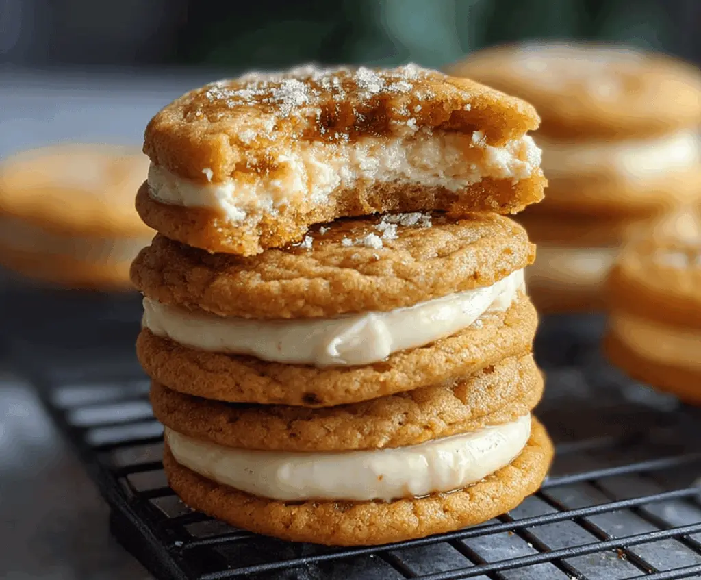 Delicious Sweet Potato Pie Cheesecake Cookies with a creamy filling and spiced topping on a rustic plate