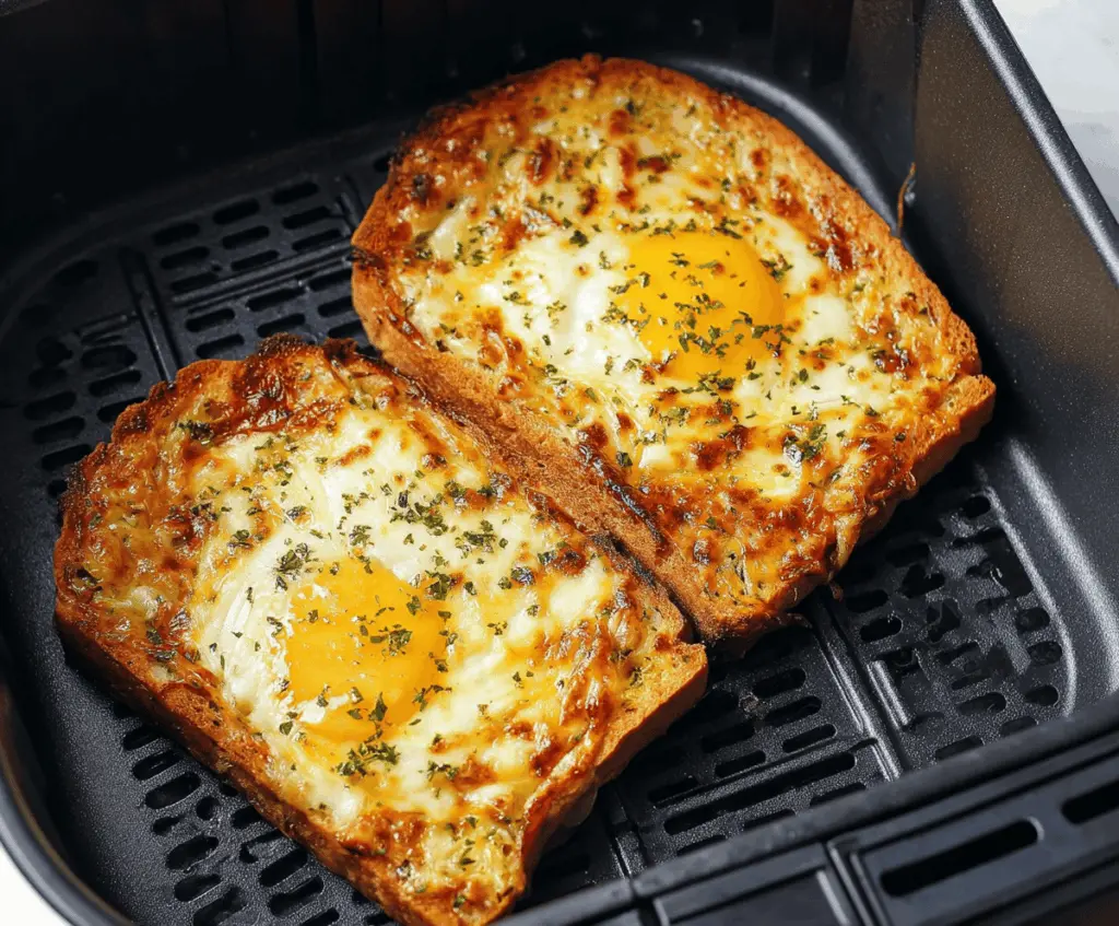 Delicious air fryer egg and cheese toast ready for breakfast