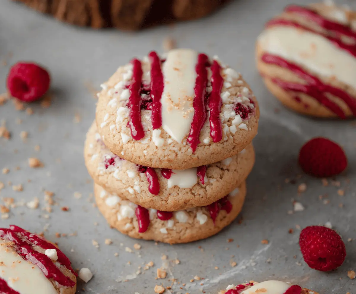 Delicious Crumbl Raspberry Cheesecake Cookies with a creamy raspberry cheesecake filling and cookie base.