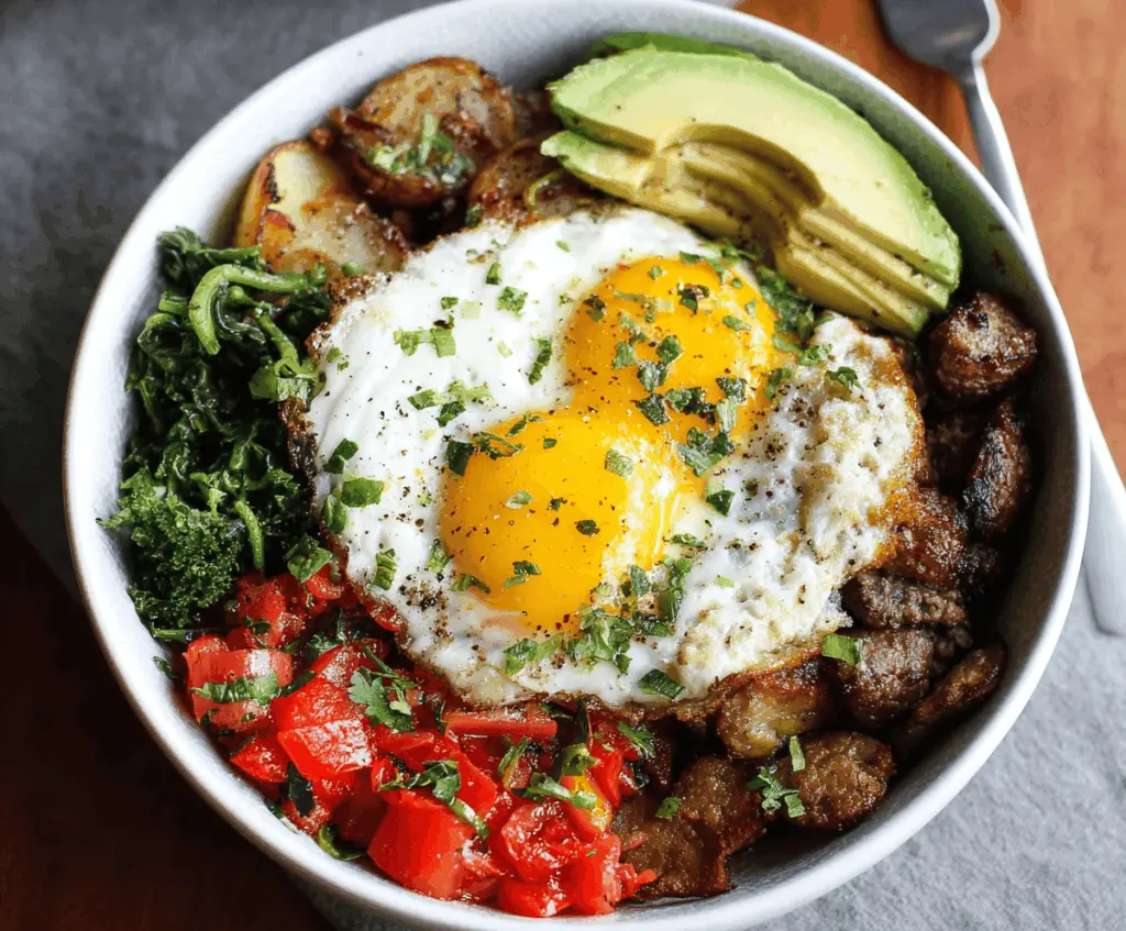 Healthy Egg Breakfast Bowls with Fresh Vegetables and Cheese for a nutritious morning meal