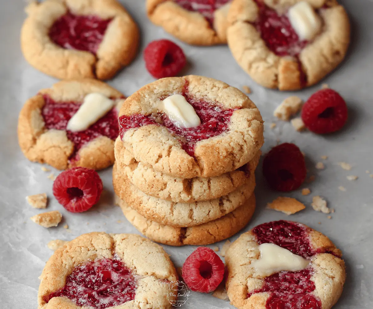 Delicious eggless raspberry cookies with fresh raspberries and a golden-brown exterior