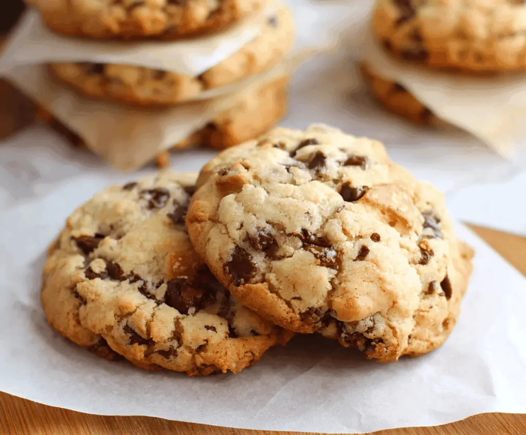 Delicious homemade Levain Bakery-style chocolate chip cookies with gooey centers and crisp edges.