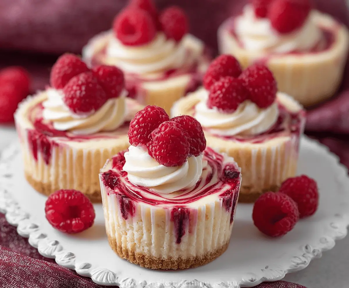 Delicious Raspberry Cheesecake Cupcakes topped with fresh raspberries and creamy cheesecake filling