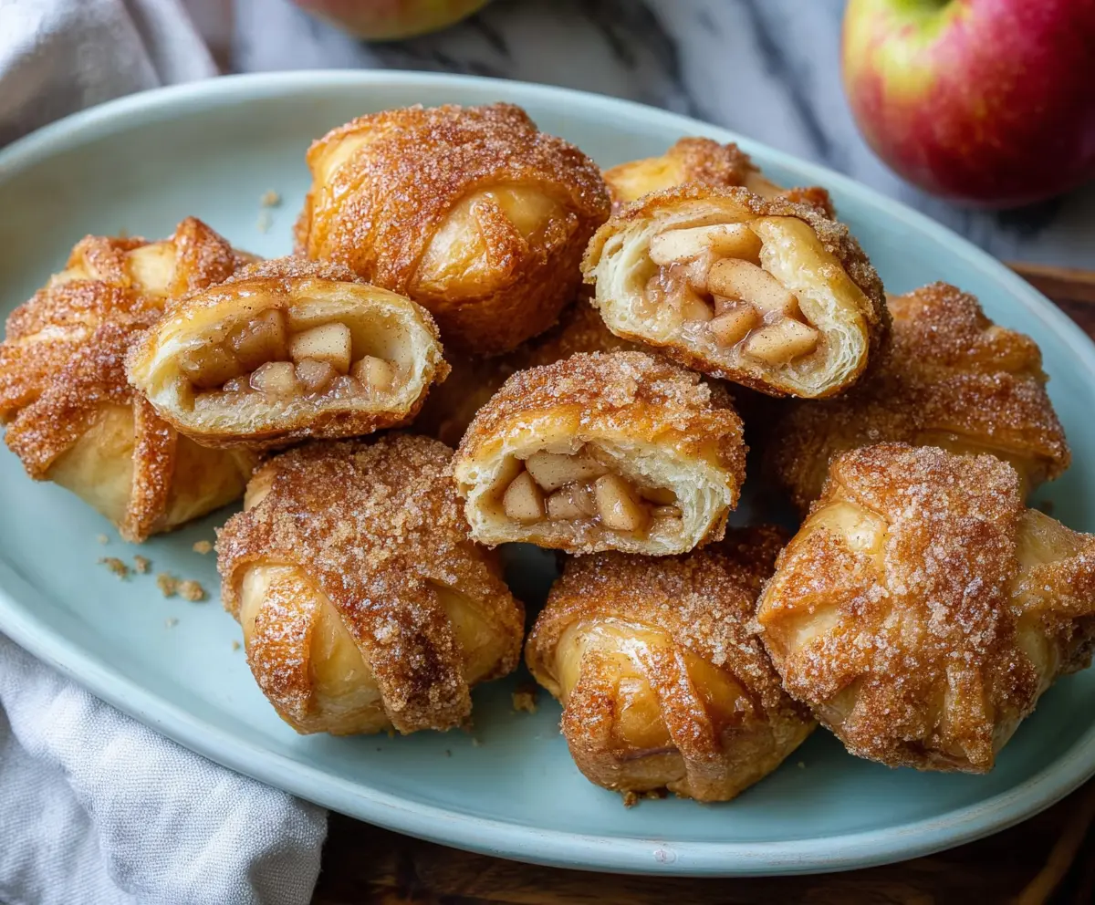 Delicious apple pie bites with flaky crust and sweet apple filling, perfect for snacking.